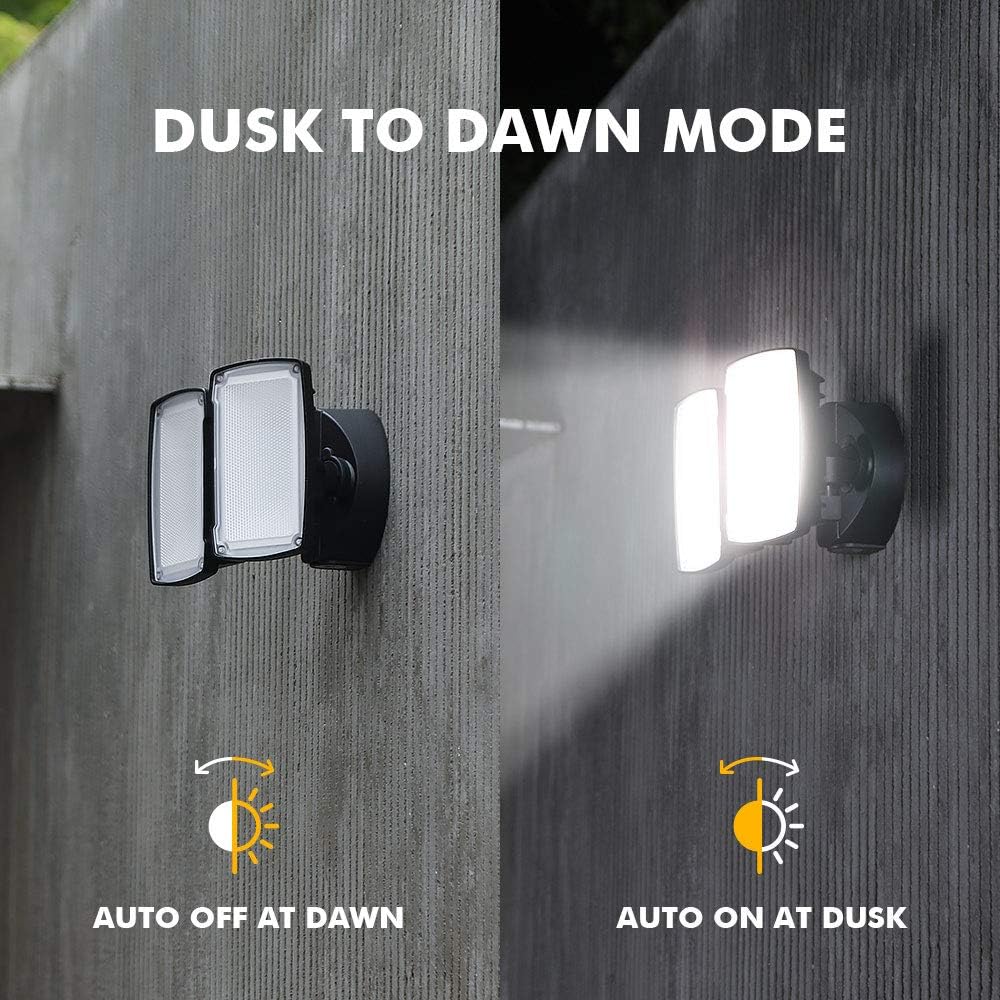 LED 3500 Lumen 32W 5000K Integrated Dual-Head Floodlight Outdoor Dusk to Dawn Waterproof Exterior Security Wall Light