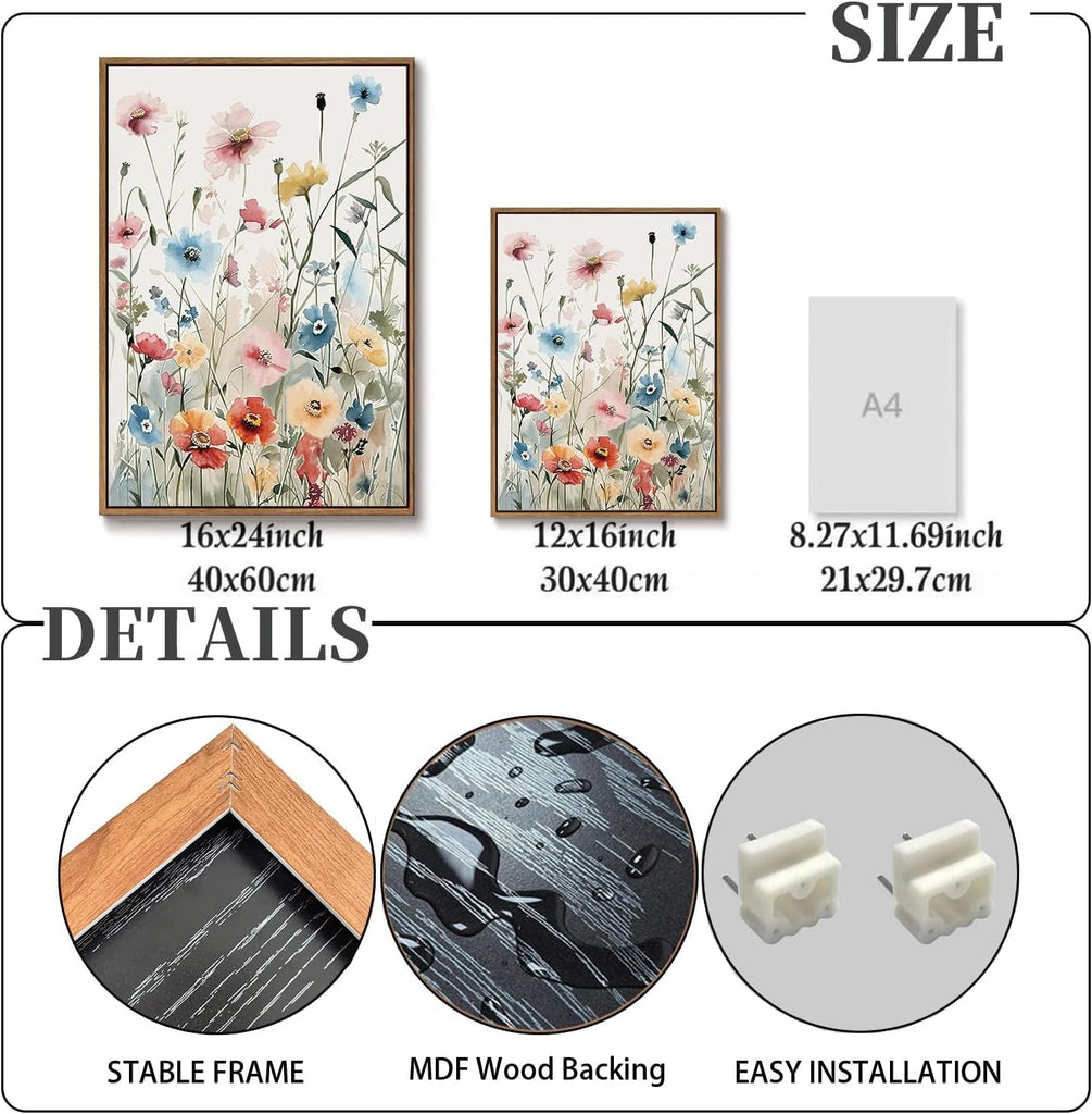 Colorful Wildflower Canvas Wall Art Set Of 3 Flowers Pictures Prints Flowers Printing Floral Watercolors Flower wall