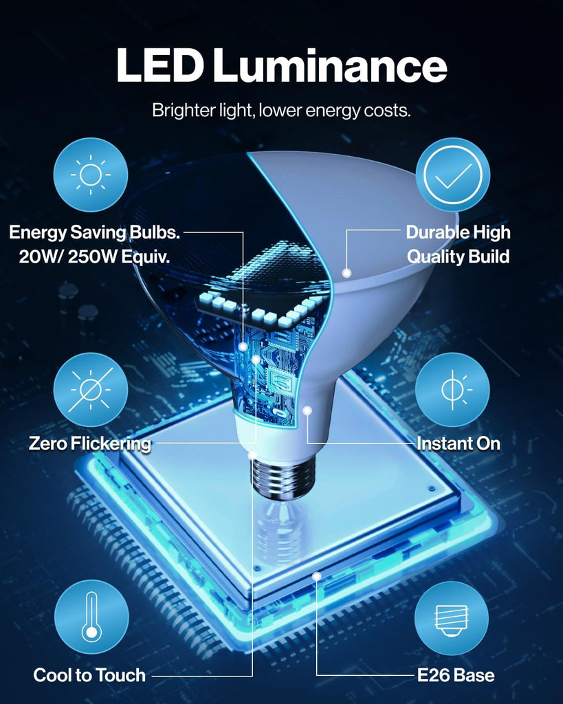 2 Pack PAR38 LED Flood Light Bulb, 20W=250W, Dimmable, Waterproof | 2800LM, 3000K Soft White, E26 Medium Base, Ultra