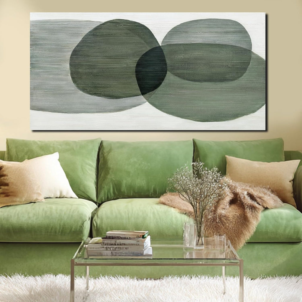 Minimalist Abstract Wall Art Green and White Geometric Gradient Canvas Wall Decor Bedroom Nordic Style Mural 29x58