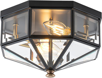 Flush Mount Ceiling Light Fixture, 2-Light Copper Outdoor Ceiling Lights