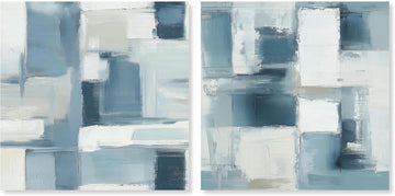 Modern Minimalist Blue Abstract Pair 2 Panel Set Canvas Print Abstract Wall Art by , Gallery Wrapped, 24 x 24