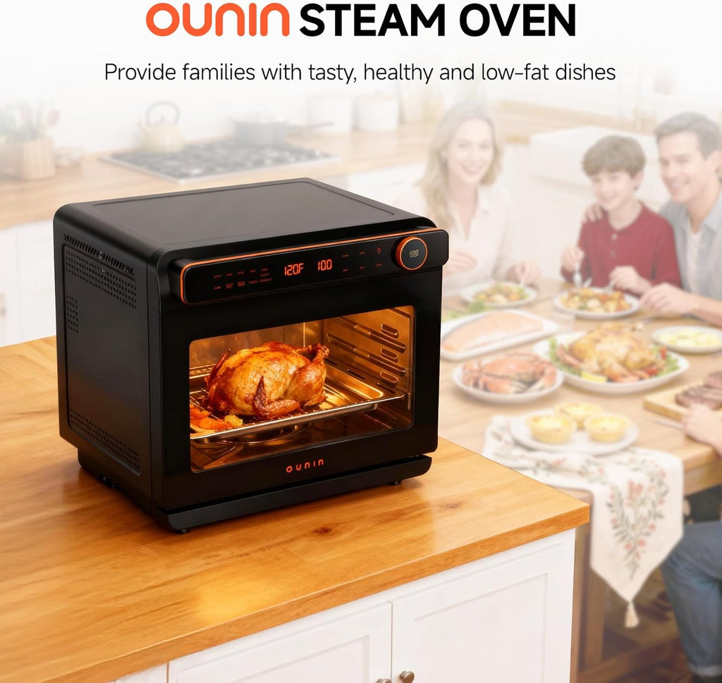 24L Steam and Air Fryer Combo Countertop Oven,11-in-1 Convection Baking and Steam,Bake,Broil,Dehydrate,304 Stainless