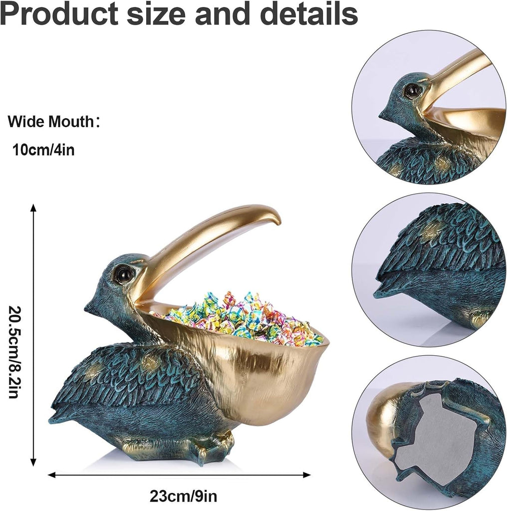 Pelican Key Holder Statues,Fun Animal Hippo Candy Dish,Candy Dish Desk Unique,Modern Key Holder for Pelican