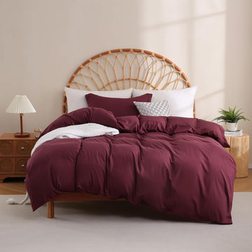 JSD Burgundy Duvet Cover Set Full - Set of 3