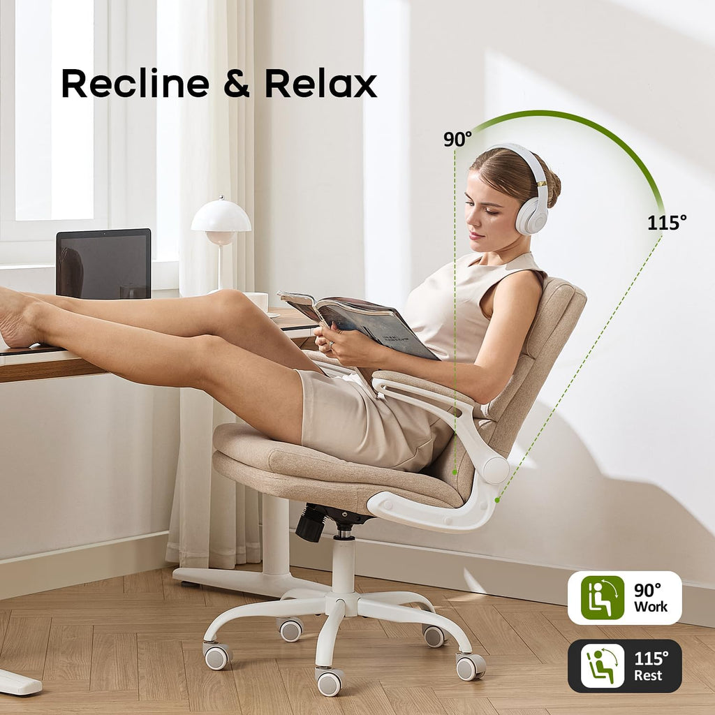 Adjustable Desk Chair Mid Back Executive Comfortable Fabric Ergonomic Back Support Home Computer Chair with Padded