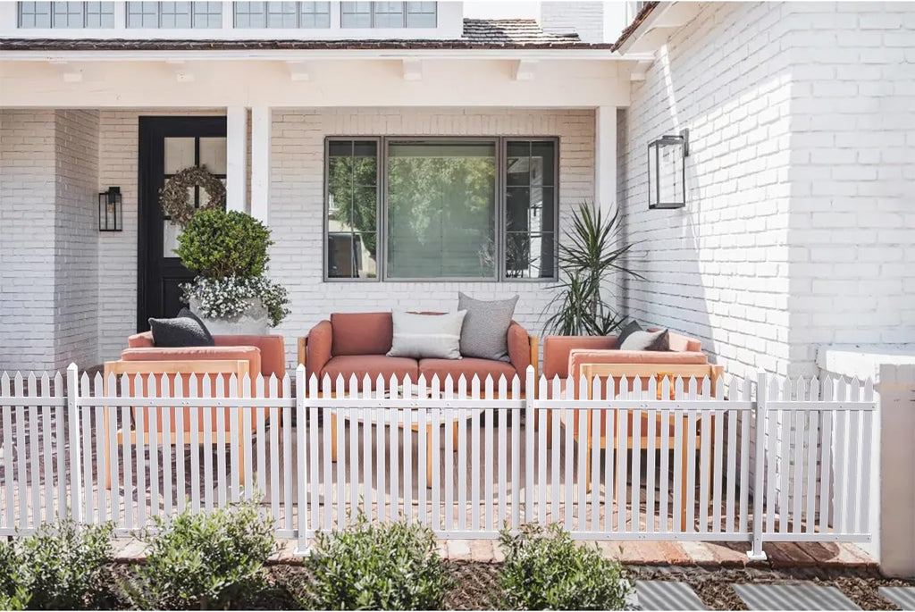 Vinyl Fence 4 Sets 38.6" H x 84" L Picket Fence Panels White PVC Decorative Fence for Front Yard Porch Garden Fence