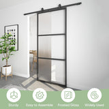 36in x 84in Frosted Glass Barn Door with 6FT Top Mounted Hardware kit Include Soft Close Mechanism B