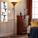 Floor Lamps - 70" Brown Torchiere Standing Floor Lamp with Adjustable Swing Arm