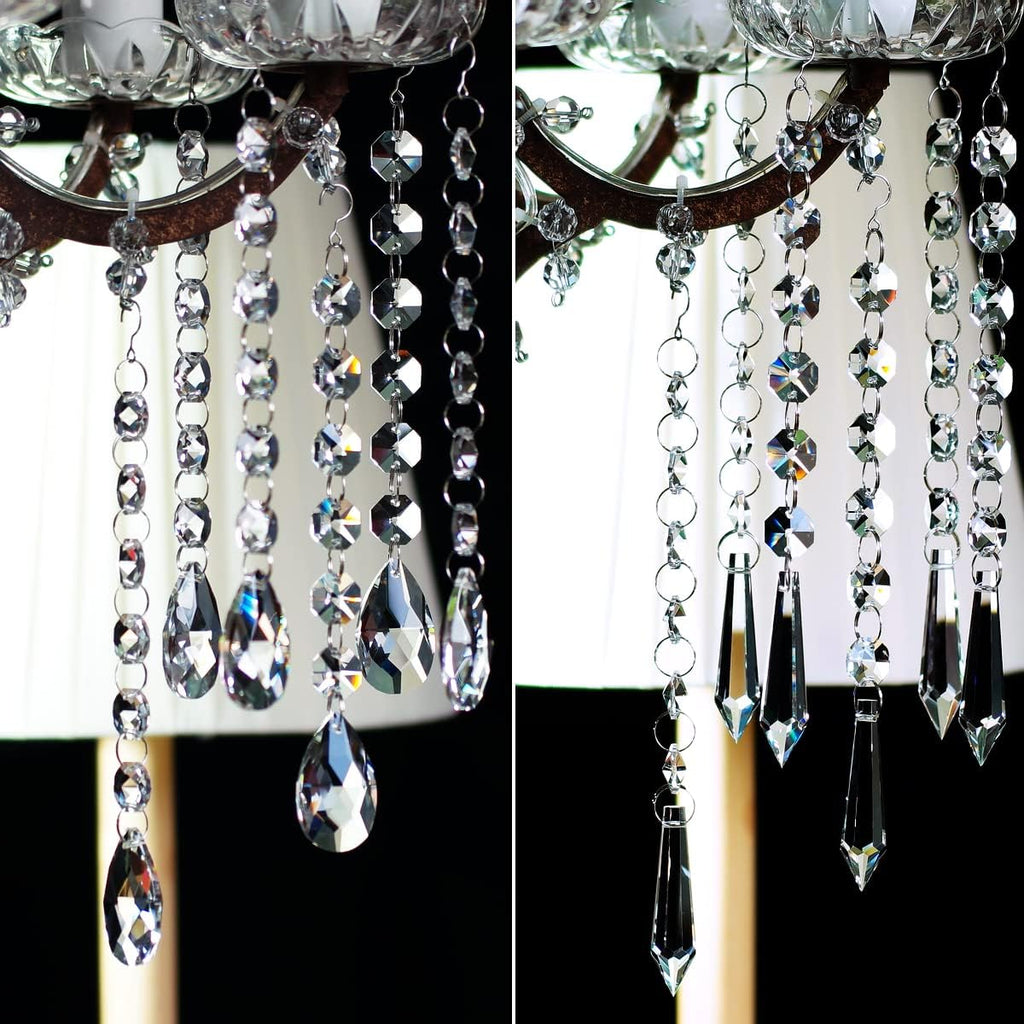 Teardrop Crystals Garland 12 Strands, Hanging Chandelier Crystals Clear - 38mm/55mm Glass Beads Chain for Decoration