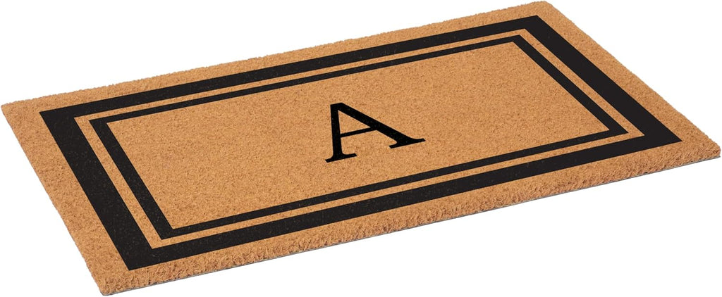 152961830A Black Border 18" x 30" Monogram Doormat, (Letter A)
