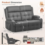 RV Loveseat Recliner Sofa, Massage Wall Hugger Recliners Couch with USB Port, Side Pockets, Cup Holders