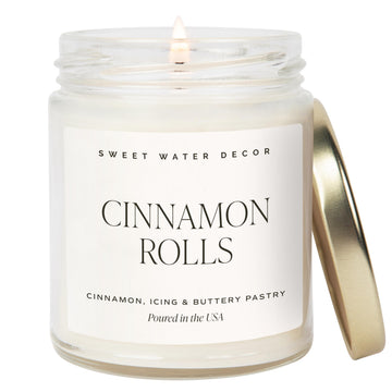 Cinnamon Roll Candle, 9oz Clear Jar, Cozy Fall Scent