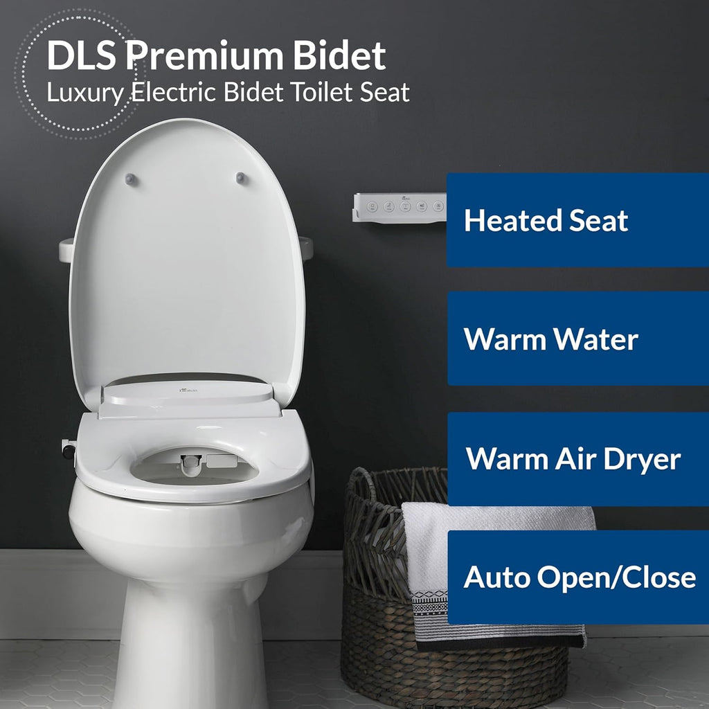 Heated Elongated Bidet Seat with Warm Water Wash, Air Dryer, Auto Open Lid, Slow-Close Function
