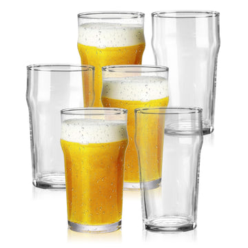 20 oz Beer Glasses Set of 6- Easy to Stack & Lead-Free Classic British Pint Glasses Large Pub Craft Beer Glass for