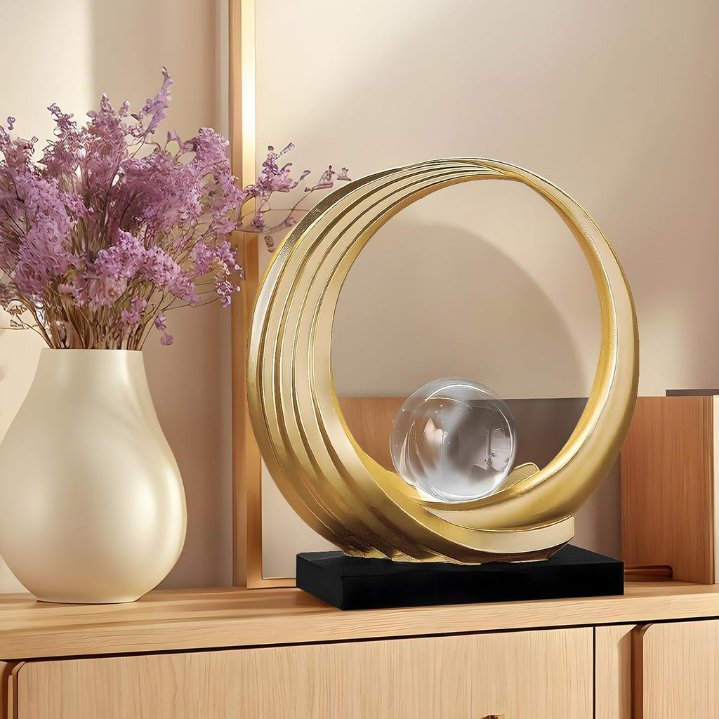 Modern Abstract Stripe Golden Shelf Decor Statues | Coffee Table Home Decor Sculpture,Desk Decoration (Golden)