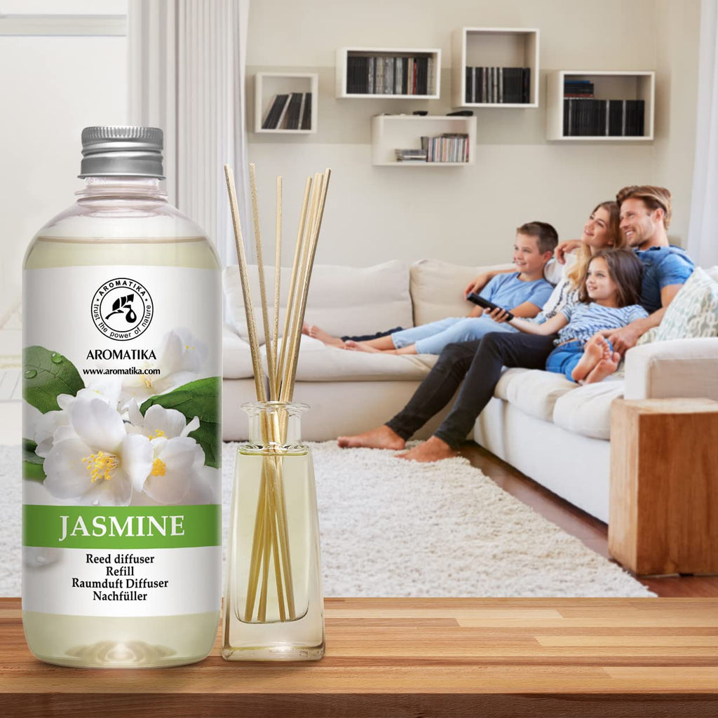 Reed Diffuser Refill With Jasmine Essential Oil 34 Fl Oz - 2x500ml - Fragrance Oil - Room Freshener - Floral