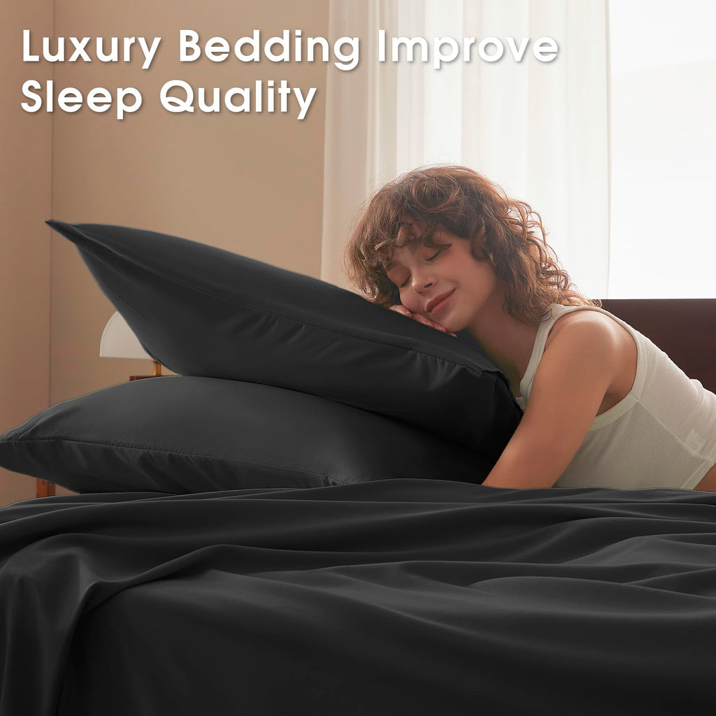 Cal King 4 Piece Sheet Set - Comfy Breathable & Cooling Bed Sheets Set, Soft and Wrinkle Free, Deep Pockets, Easy &