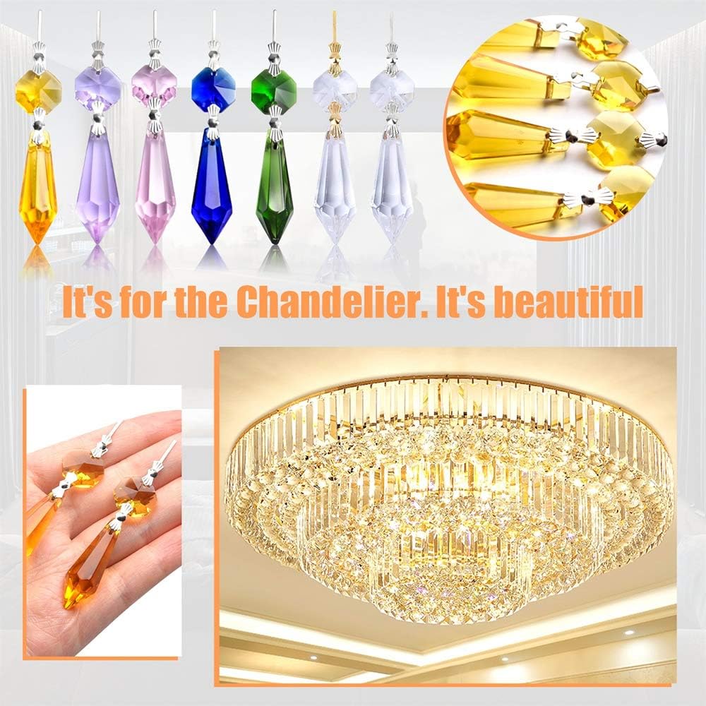 20 Pieces Chandelier Icicle Crystal U-Drop Prisms Lamp Parts Glass Pendants Beads for Wedding