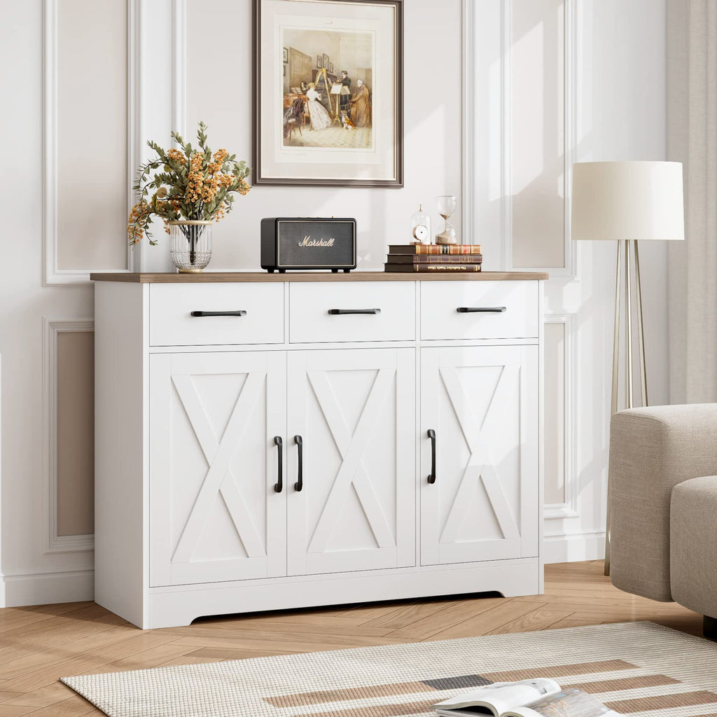 Kitchen Buffet Cabinet with Storage, Sideboard Coffee Bar, White