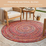 WeWove Hand Woven Area Rug 6 Feet Round - Jute Cotton Area Rug Rustic Farmhouse Boho Accent Rug