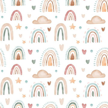 17.7"x236" Boho Wallpaper Peel and Stick Rainbow Wallpaper Kids Rainbow Cloud Heart Star Vinyl Roll Removable Self