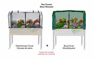 Greenhouse & Bug Cover Combo 21"W x 47"L x 24"H - Includes 1 Frame & 2 Interchangeable Covers. Planter NOT Included