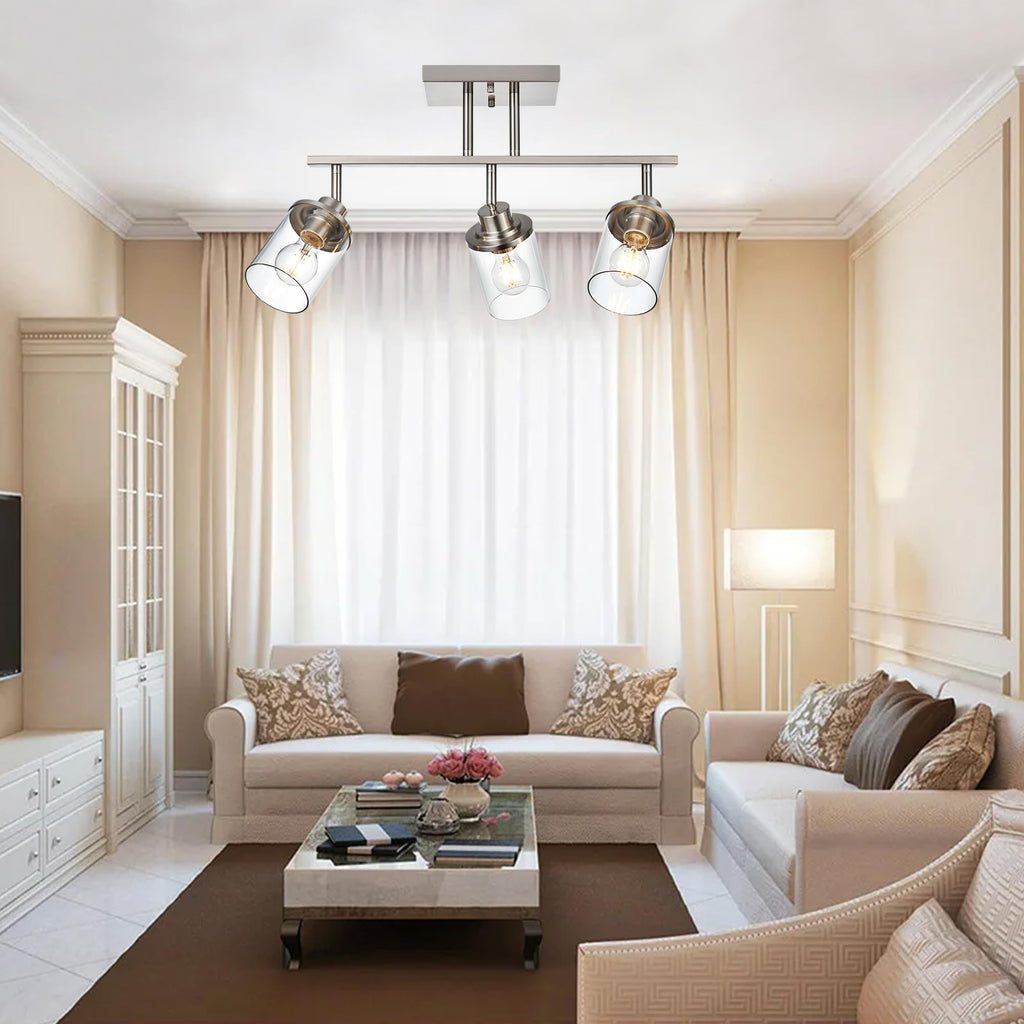 Track Lighting Fixtures 3 Light Directional Ceiling Lights with Adjustable Track Heads, Brushed Nickel Bathroom