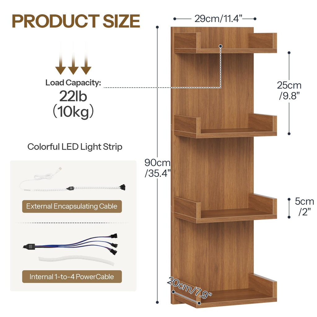 Floating Wall Shelves with LED Lights, Floating Shelf Wall Mounted