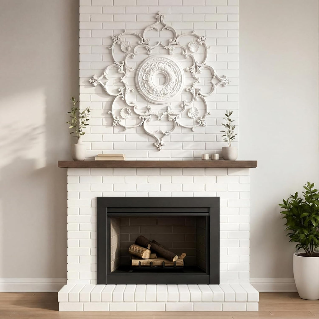 38.6'' Large PU Ceiling Medallion Combination Decorative 2.36'' ID French Style Chandelier Base Ceiling Medallion for Light Fixtures Victorian Rosette Light Covers for Chandeliers(Lively)