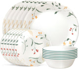 Vitrelle 18 Piece Glass Dinnerware Sets Service for 6, Triple Layer Chip & Crack Resistant Glass Plate and Bowl Sets