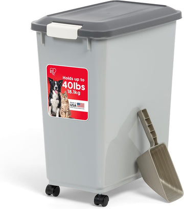 USA Dog Food Storage Container, Up to 40 lbs, Gray/Dark Gray