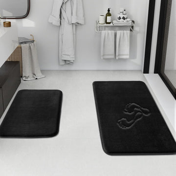 Bathroom Rugs Sets 2 Piece, Non-Slip & Quick Dry Bath Mat Set, Ultra Soft Velvet Bath Rugs , Toilet and Shower Floor