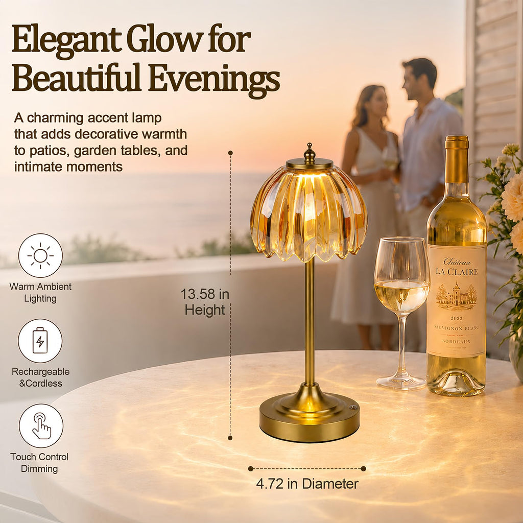 Rechargeable Cordless Table Lamp, 3 Color Temps & Stepless Dimming