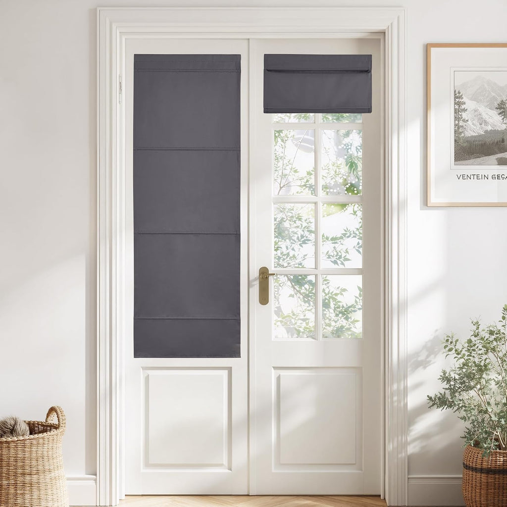 Biscotti Beige No Drill Magnetic Door Roman Curtain for Window