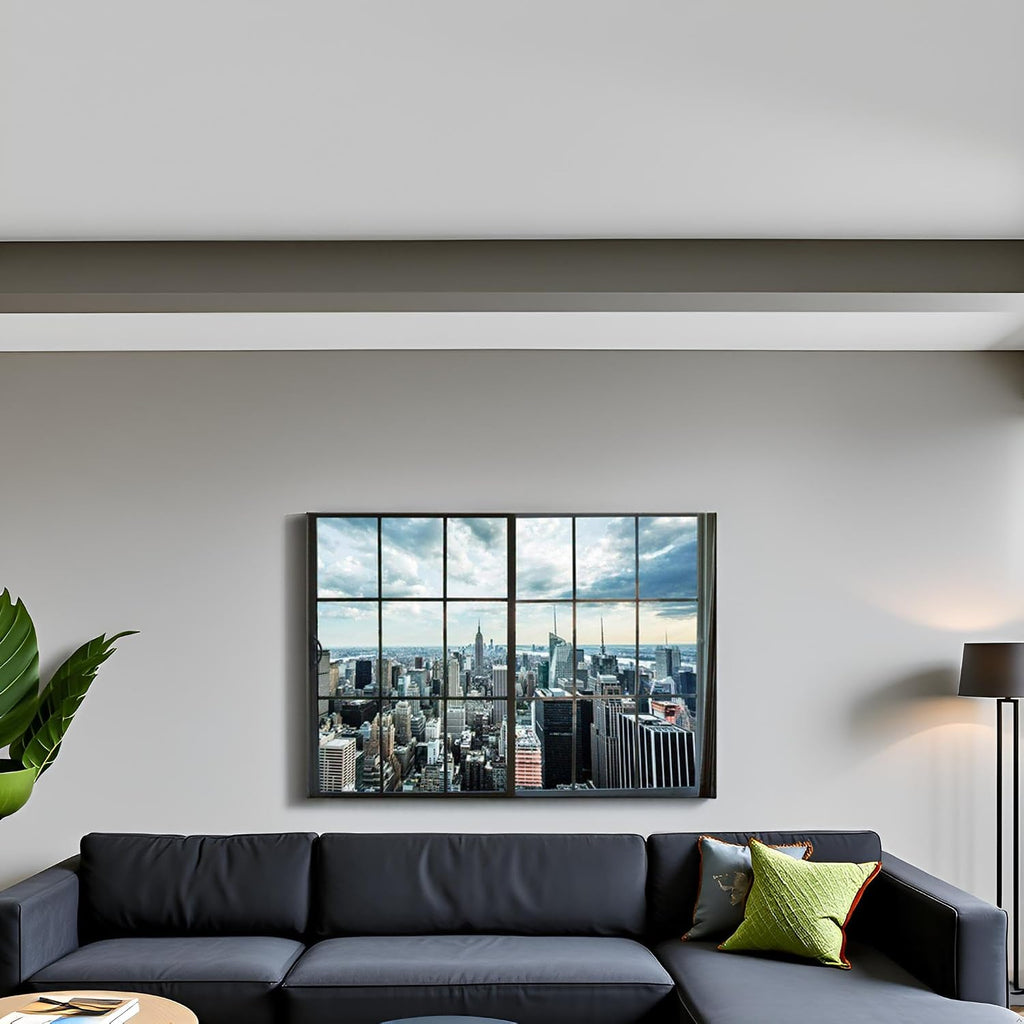 Large Manhattan New York City Skyline Canvas Prints Cityscape from Window Picture Photography Canvas Art with Inner
