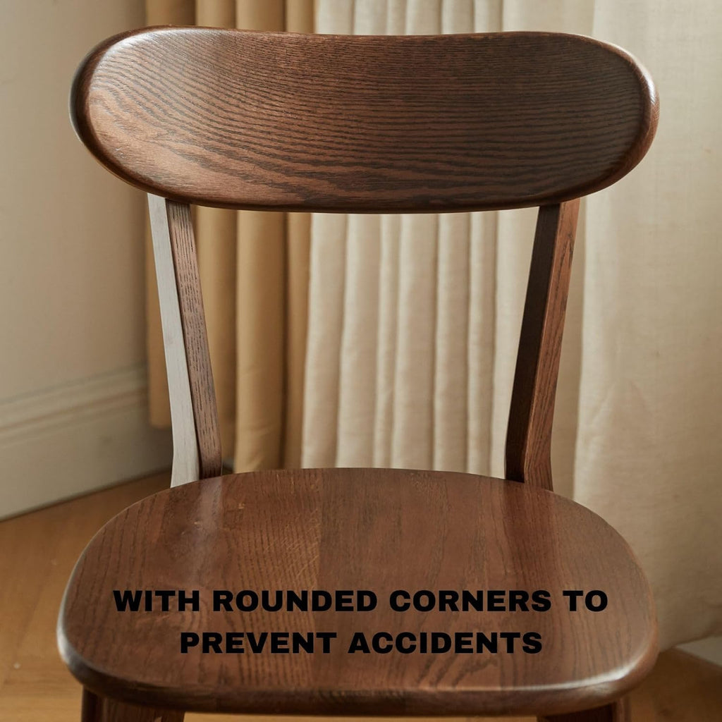 Dining Chairs, Kitchen Chairs, 100% Oak Solid Wood Modern Chair with Curved Backrest Kitchen & Dining Room Chairs