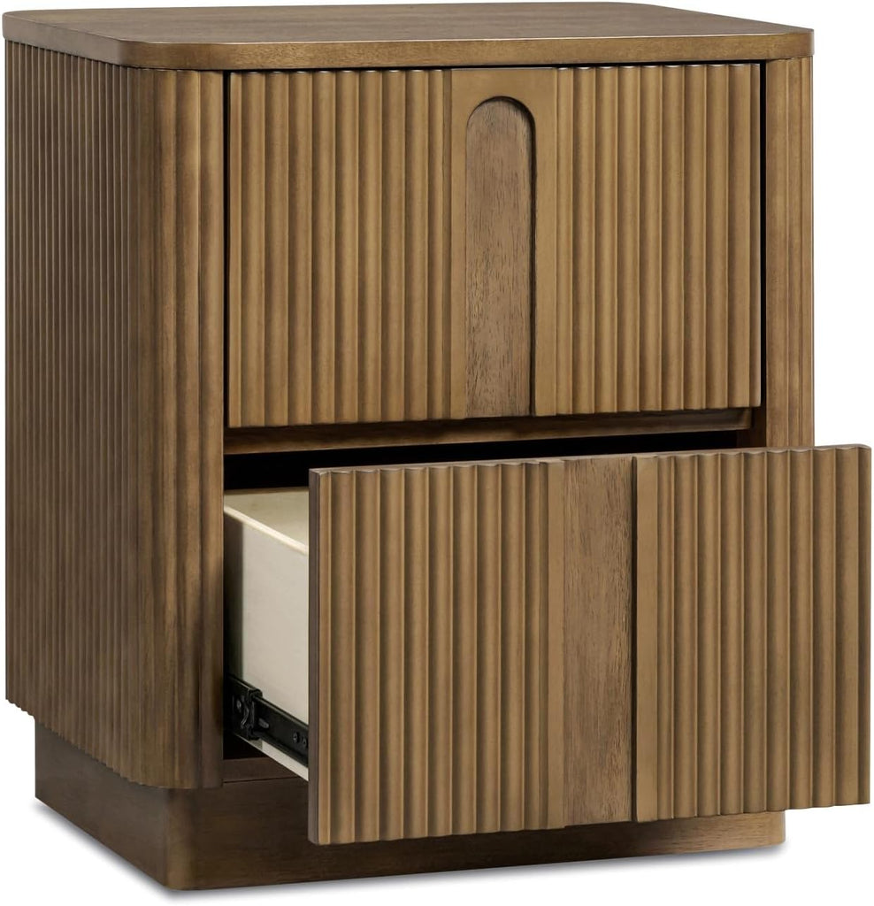 20'' W Modern Storage 2-Drawer Push to Open Nightstand with Solid Wood Frame, Bedside Table Bedroom Furniture