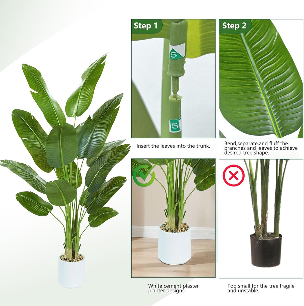 Bird of Paradise Artificial Tree 7ft Tall Faux Plant, Fake Banana Leaf Plant Indoor, Faux Palm Tree Faux Floor Plants