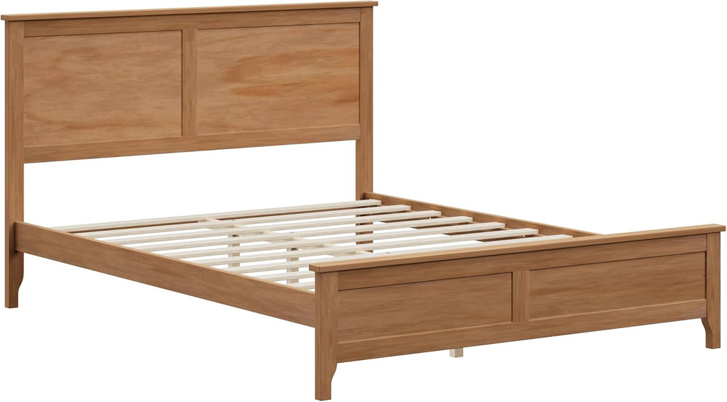 Queen Bed Frame, Solid Wood Platfrom Bed Frame Queen with Headboard & Slat Supports, No Box Spring Needed, Easy