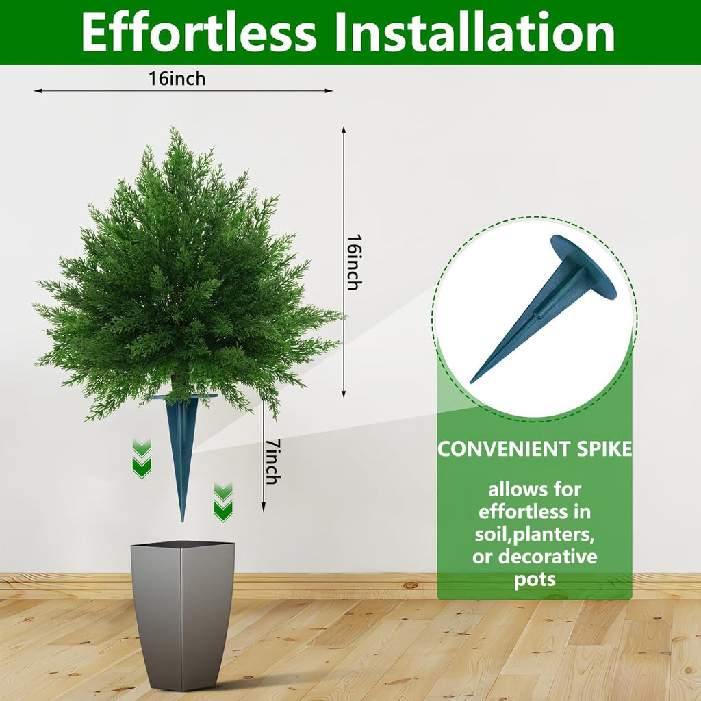 2 Pack Artificial Cypress Topiary Ball Trees 23" with Ground Spike