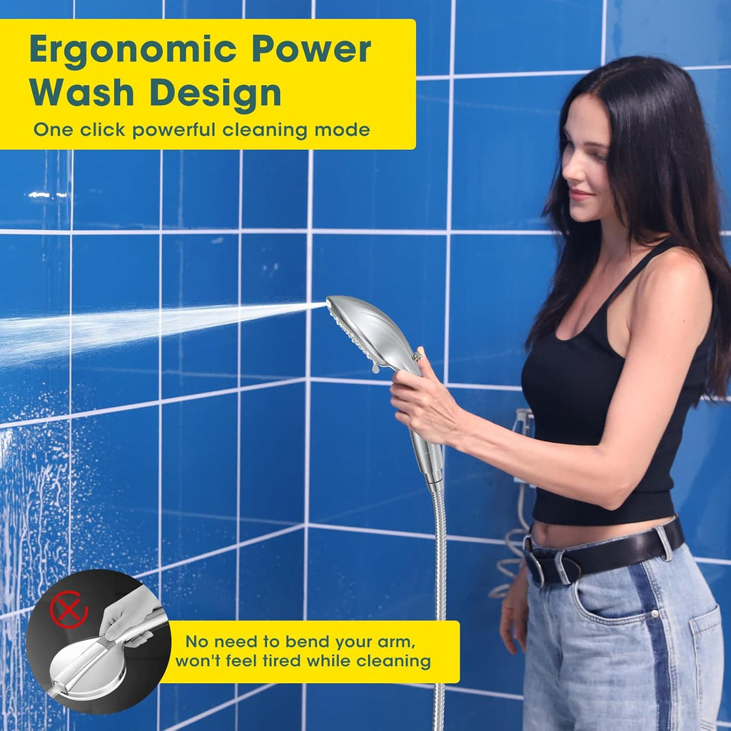 Shower Head with Handheld, High Pressure 8-Mode Filtered Shower Head with 80" Extra Long Stainless Steel Hose & Adjustable Bracket, Built-in Filter for Hard Water -Remove Chlorine, Chrome