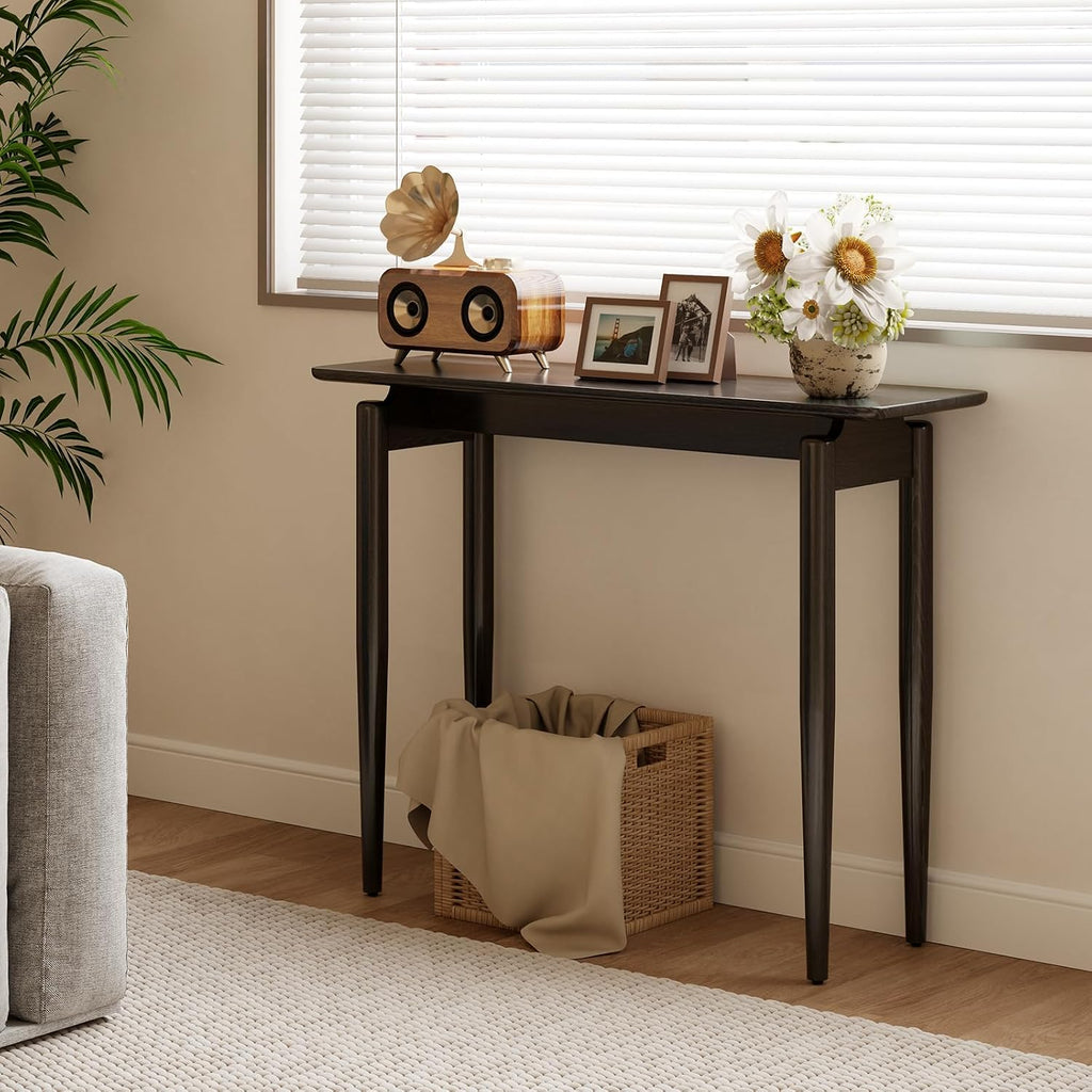 Wood Console Table Black Entryway Table, Thin Console Table, Sofa Tables (39.4'')