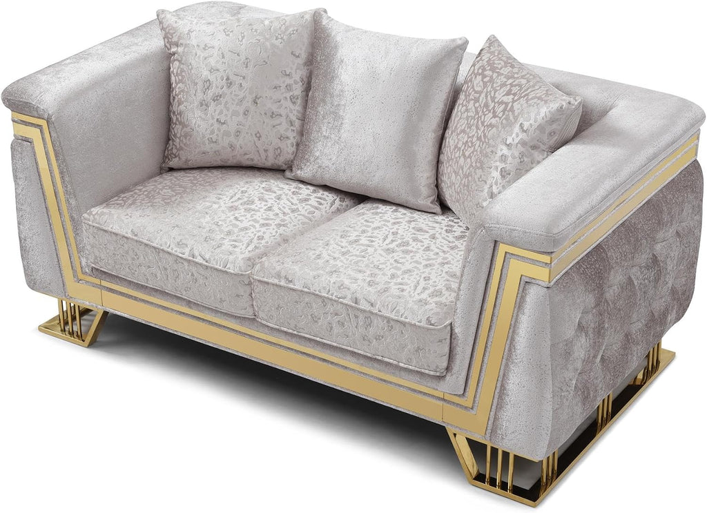 Rebecca G00195A-L Loveseat Shimmering Silver Velvet