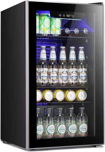 Beverage Refrigerator Cooler -120 Can Mini Fridge Glass Door for Soda Beer or Wi
