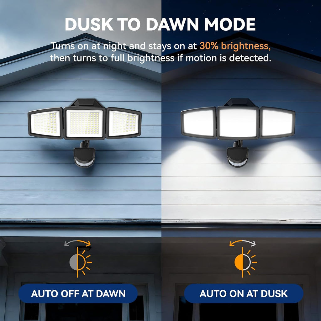 LED Security Lights Motion Sensor Light Outdoor, 7000LM, 6500K, Waterproof, Flood Light Outdoor Motion Detector with