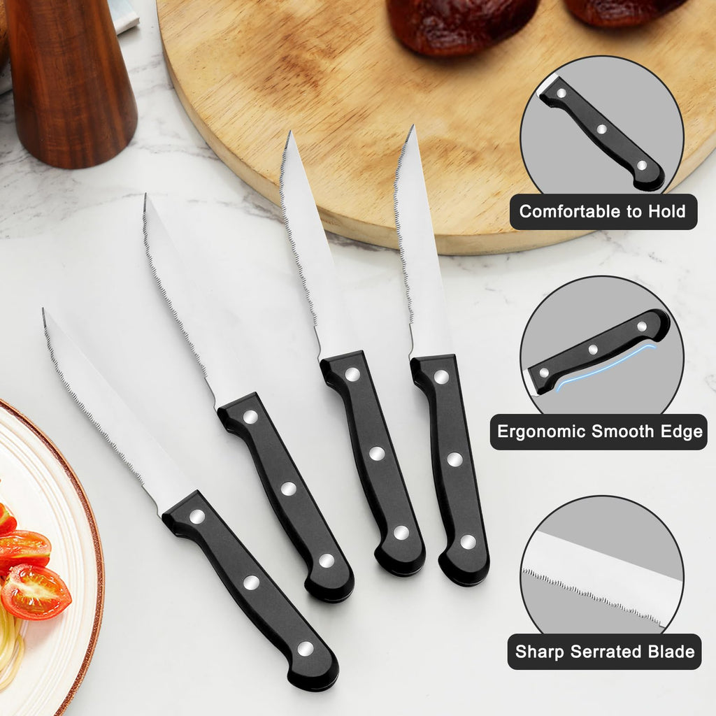 72-Pieces Silverware Set for 12, Flatware Set with Triple Rivet Steak Knives, Stainless Steel Cutlery Set, Include