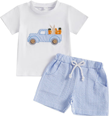 Toddler Boy Easter Outfit Baby Boy Bunny Short Sleeve T Shirt And Shorts Set 2 Piece Spring Summer Clothes