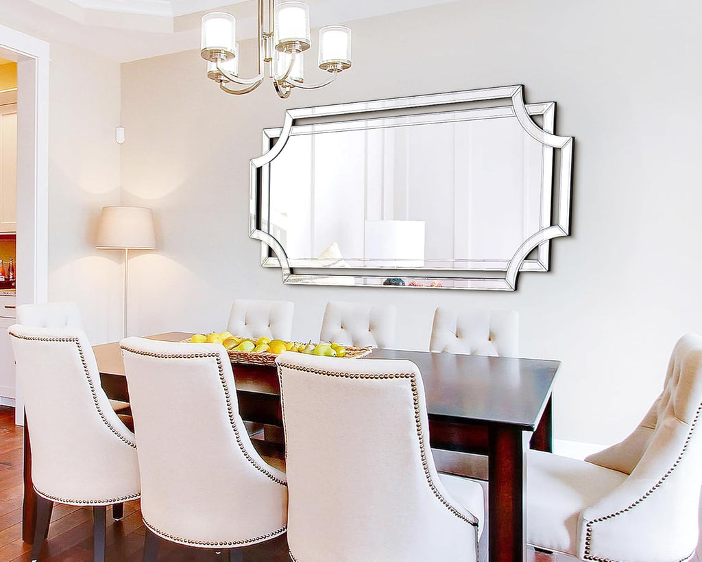 24" x 47" Large Mirror for Decor, Decorative Wall Mirror with Beveled Edge and Glass Pieces, Rectangle Wall Decor