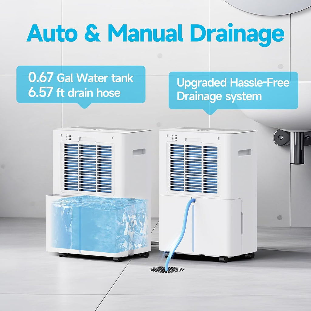34 Pints Dehumidifiers for Home with 6.56ft Drain Hose